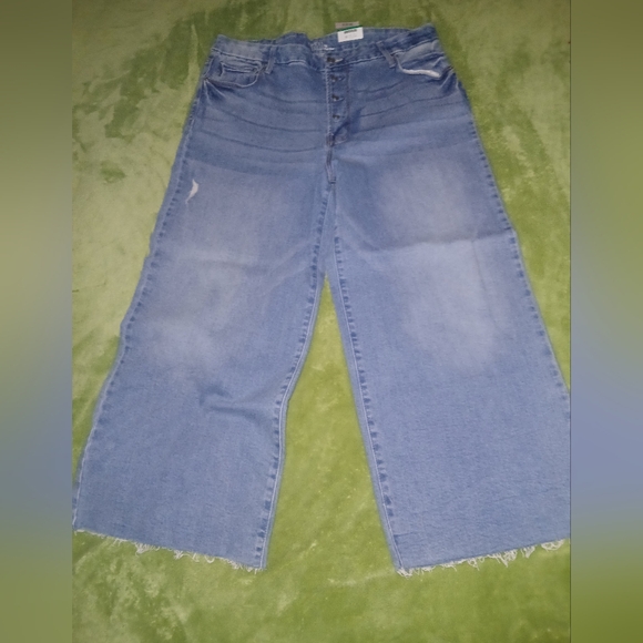Women's Wide Leg High Rise Cropped Jeans Size 16 - Picture 1 of 4